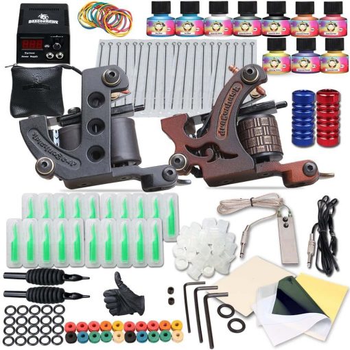 Dragonhawk Complete Tattoo Kit 2 Machine Gun 10 Color Inks Power Supply