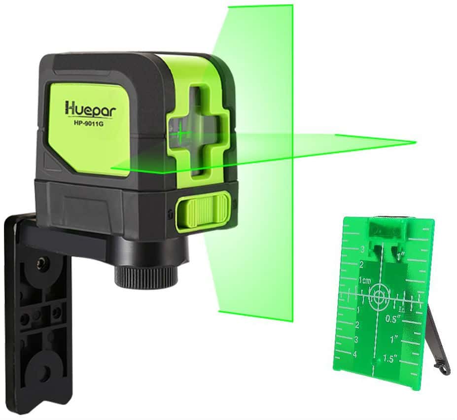 Huepar Green Laser Level DIY - Mute Cross Line Laser Self-Leveling 9011G 98 Ft Cross Green Beam Laser